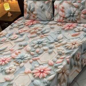 1Premium Quality 3pcs 9d Digital Printed Bedsheet Set With 2 Pillow Covers