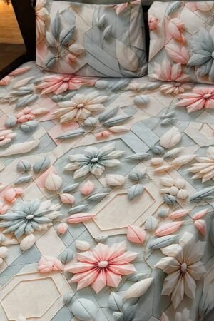 1Premium Quality 3pcs 9d Digital Printed Bedsheet Set With 2 Pillow Covers