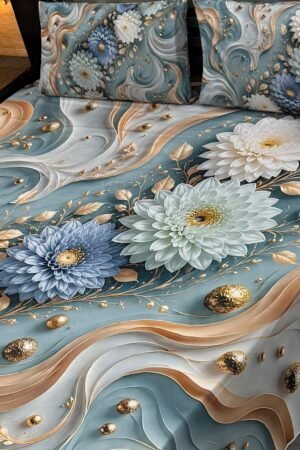 Premium Quality 3pcs 9d Digital Printed Bedsheet Set With 2 Pillow Covers
