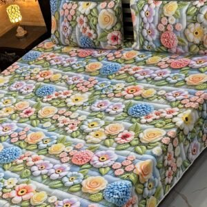 Premium Quality 3pcs 9d Digital Printed Bedsheet Set With 2 Pillow Covers