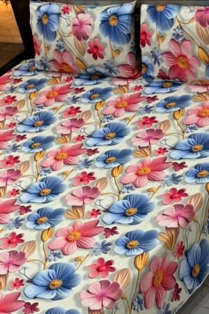 Premium Quality 3pcs 9d Digital Printed Bedsheet Set With 2 Pillow Covers