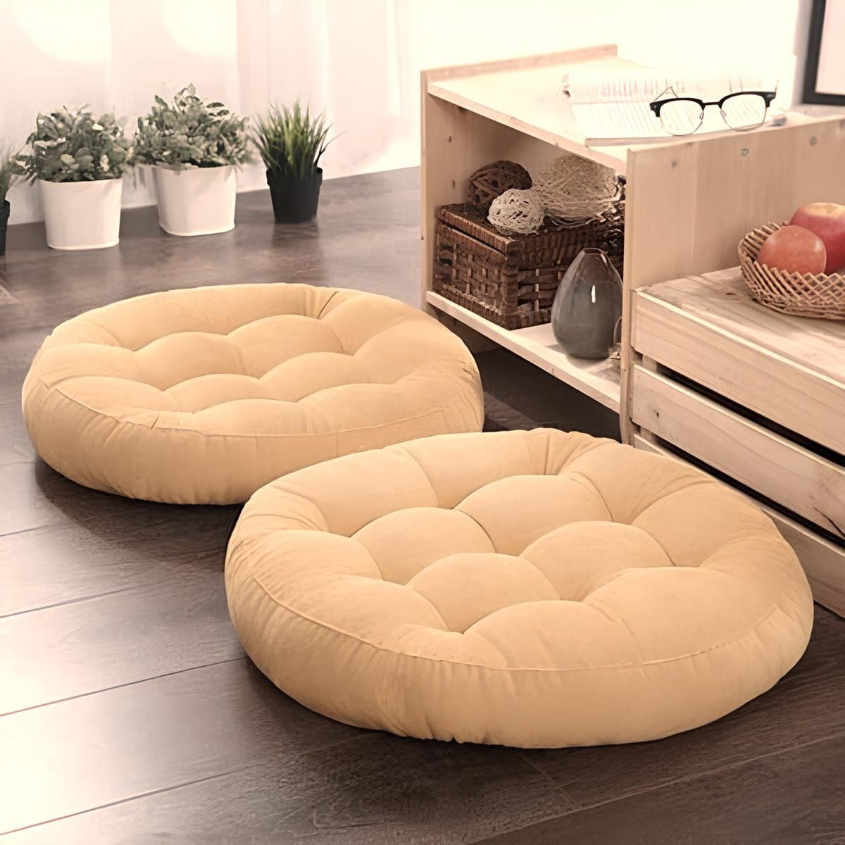 Premium Quality Round Floor Cushions Pack of 2 - Image 6