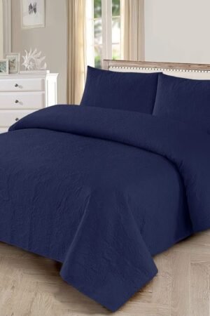 Premium Quality Microfiber Quilted Plain 3pcs King Size Double Bed Bedspread With 2 Pillow Covers