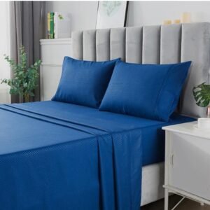 Premium Quality Plain Blue Color Cotton Bedsheet King Size With 2 Pillow Covers