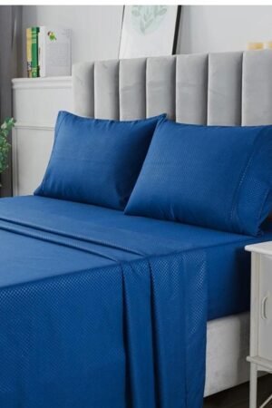 Premium Quality Plain Blue   Color Cotton Bedsheet King Size With 2 Pillow Covers