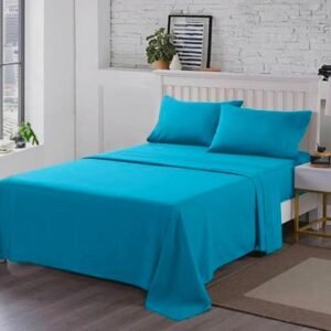 Premium Quality Plain  Sky Blue Color Cotton Bedsheet King Size With 2 Pillow Covers