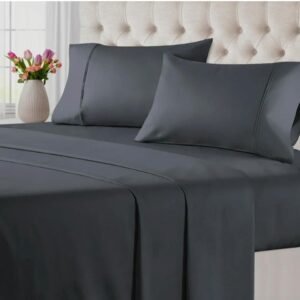 Premium Quality Plain Grey  Color Cotton Bedsheet King Size With 2 Pillow Covers