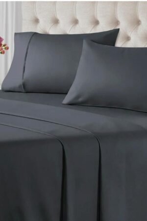 Premium Quality Plain Grey  Color Cotton Bedsheet King Size With 2 Pillow Covers
