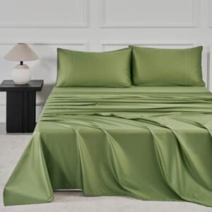Premium Quality Plain  Parrot Color Cotton Bedsheet King Size With 2 Pillow Covers