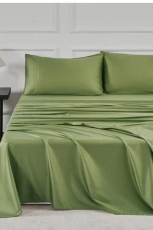 Premium Quality Plain  Parrot Color Cotton Bedsheet King Size With 2 Pillow Covers