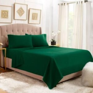Premium Quality Plain Green Color Cotton Bedsheet King Size With 2 Pillow Covers