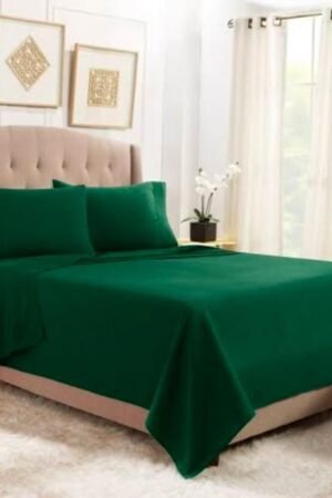 Premium Quality Plain Green Color Cotton Bedsheet King Size With 2 Pillow Covers