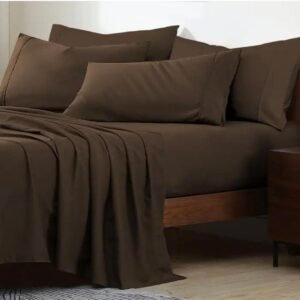 Premium Quality Plain Brown Color Cotton Bedsheet King Size With 2 Pillow Covers