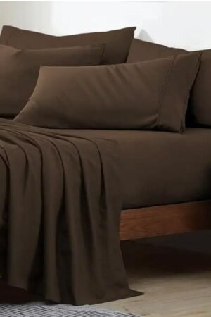 Premium Quality Plain Brown Color Cotton Bedsheet King Size With 2 Pillow Covers
