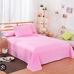 Premium Quality Plain Pink  Color Cotton Bedsheet King Size With 2 Pillow Covers