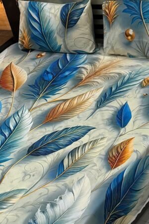 9D Digital Printed King Size Bedsheet Set – 3 Pieces With 2 Pillow Covers