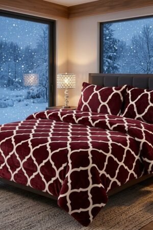 Threadpk Premium King Size 4-Piece Fleece Bedsheet & 500 GSM Razai Set