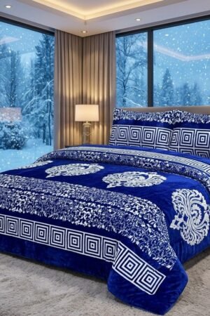 Threadpk Premium King Size 4-Piece Fleece Bedsheet & 500 GSM Razai Set