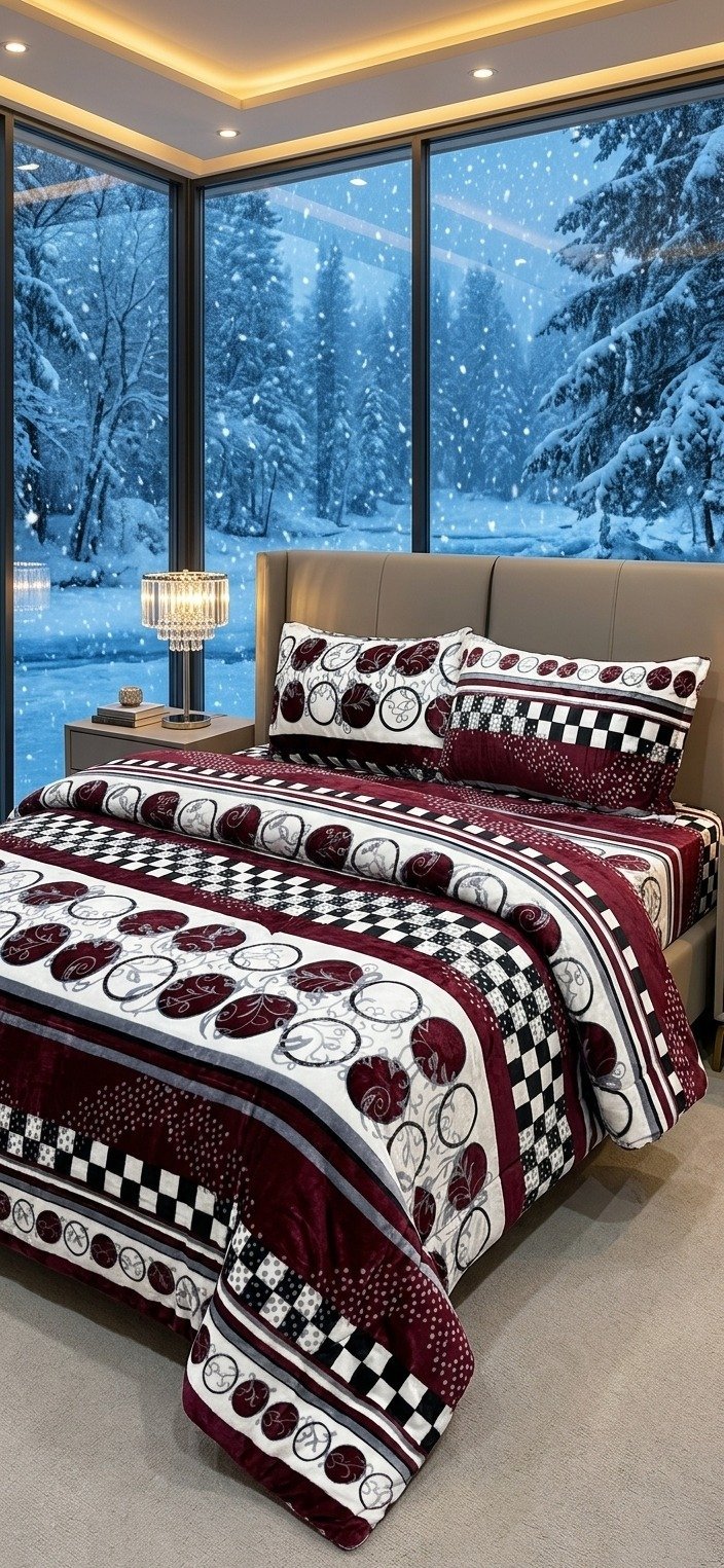 Threadpk Premium King Size Soft Fleece 4-Piece Razai Set | 500GSM Winter Bedding